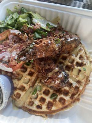 Burnt chicken waffle