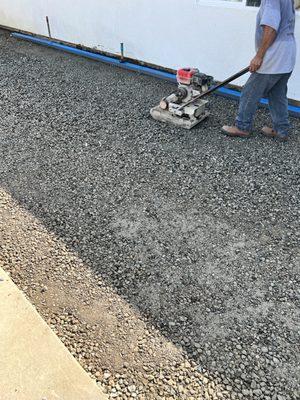 Paver installation. Compacted base