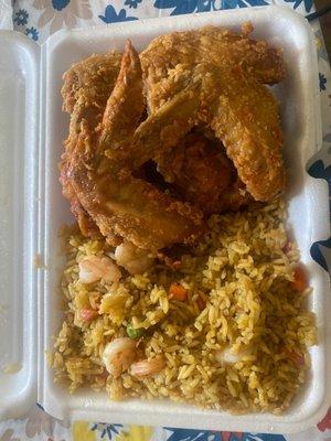 Chicken wings / shrimp fried rice