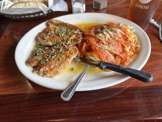 Veal Piccata with Spaghetti