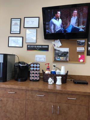 TV and coffee available