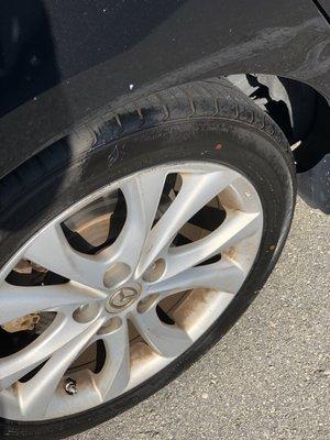 Great tire shine from the Deluxe car wash. A monkey could do better.