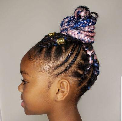 Multi-color children hair braiding styles