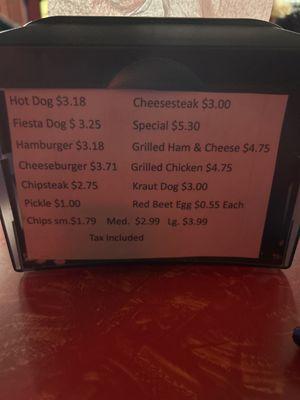 Regular food menu!  You need to get a Dog and a Special!