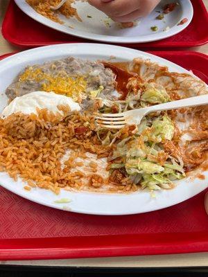 Set of 2 Cheese Enchiladas with rice and beans