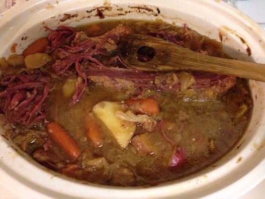 Here's a pic of the corned beef and cabbage I made for St Patrick's Day...