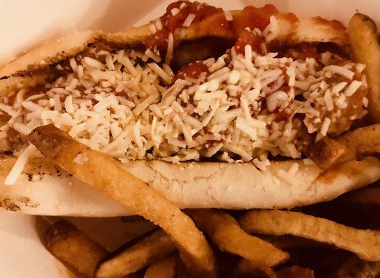 Dork (duck+pork) Meatball 'Wich with Truffle Fries