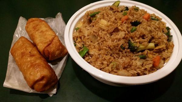 Vegetable Fried Rice & Egg rolls (Dragon Palace)