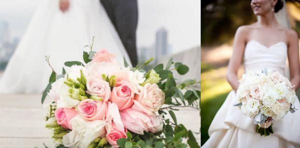 The left is the bouquet we received from North Suburban Flower Company, the right is the bouquet I envisioned. Photo taken after ceremony.