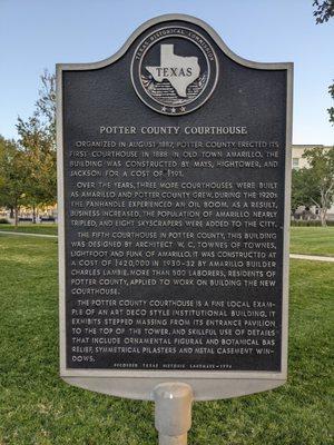 Potter County Courthouse Historical Marker, Amarillo