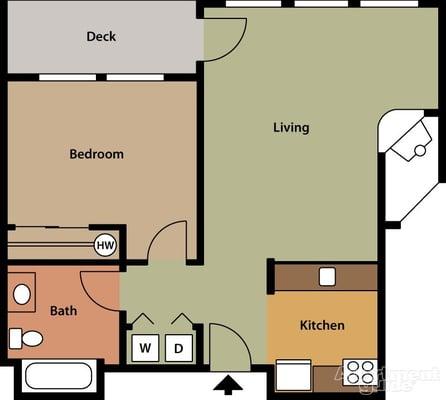 One bedroom floorplan