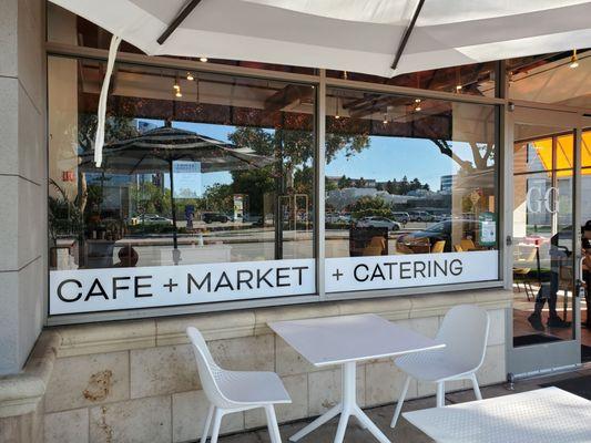 Cafe + Market + Catering | Outdoor seating & umbrella