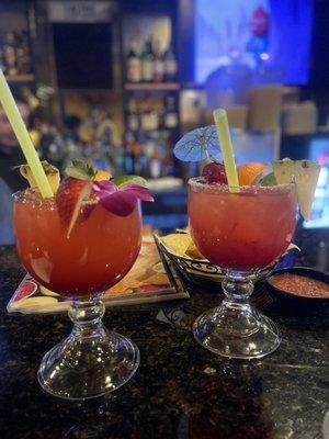 Friendly staff, excellent service and top notch Margaritas! (his and hers).