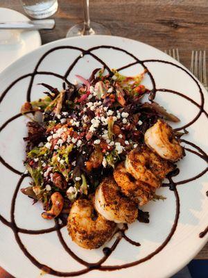 Blackened shrimp on Martha's salad