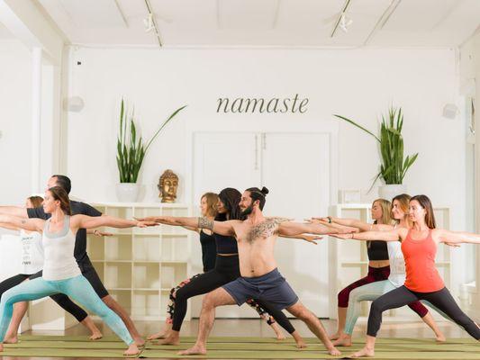 Join us for a yoga class! We offer power, private, pre/post natal, restorative classes & more!