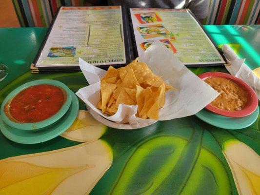 Chips n salsa n beans