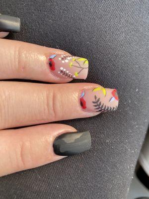 This is a pattern I picked off a nail design on Pinterest that was a pre printed nail ... she slayed it !