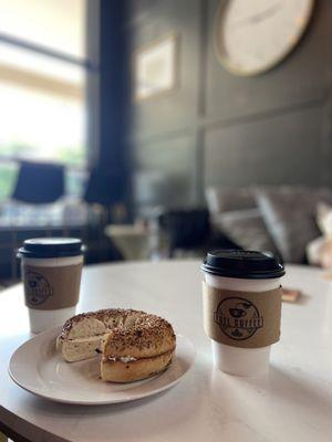 Coffee and everything bagel