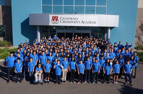 2016 National Blue Ribbon of Excellence.  The students wear their blue shirts to show how proud they are.  Huge accomplishment!