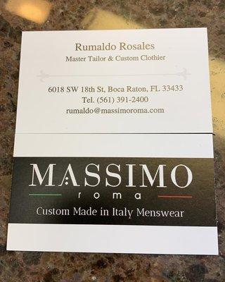 Call us at (561) 391-2400 or drop us an email rumaldo@massimoroma.com