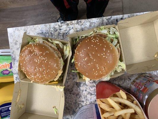 Clearly no care has put into this Big Mac. Looks like someone had angry sex with these sandwiches