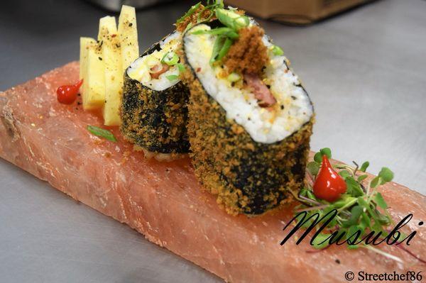 Hawaiian salt block fried musubi