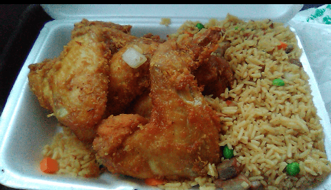 Chicken wings with pork fried rice