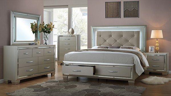 Platinum Queen Storage Bed $499 Available nightstand, dresser and mirror