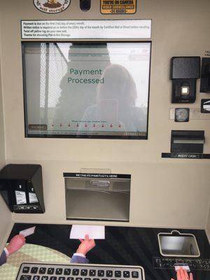 kiosk, no paper to print your contract or a receipt.