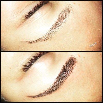 Microblading, fuller/thicker brows