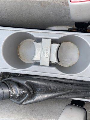 cup holders not wiped