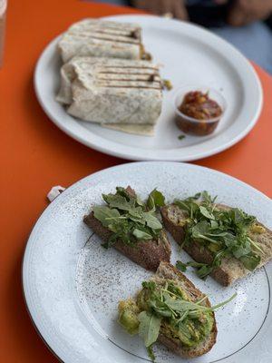 Avocado Toast and Breakfast Burrito