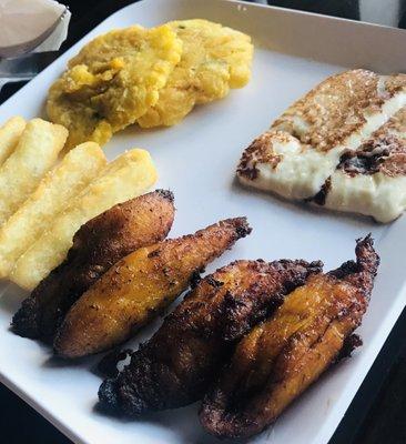 Tostones. Fried Cheese Fried Yucca. Sweet Plantains