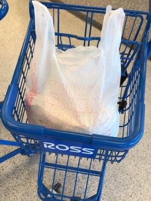 Instead of a Ross bag you receive a generic thank you bag. Thumbs Down