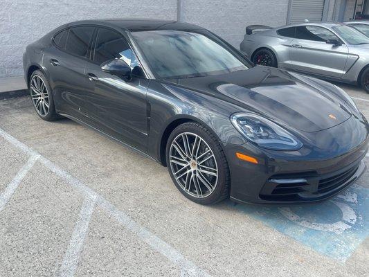 Porsche Panamera with XPEL PRIME XR BLACK ceramic window tint.