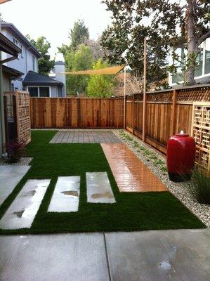 We also offer landscaping services. This small backyard was transformed into a truly pleasant and tranquil space.