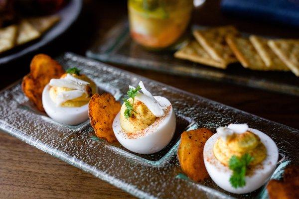 Truffle and Crab Deviled Eggs