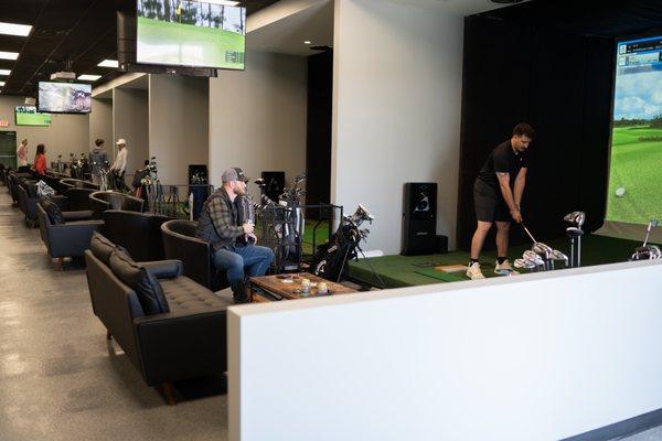 We feature six GolfZon simulators and each bay can play up to 6 people.