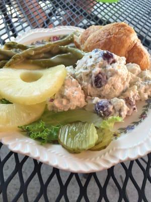 Chicken salad with the asparagus side & a buttery croissant.