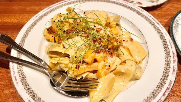 Brown Butter Alfredo -- pappardelle, squash, hazelnuts.