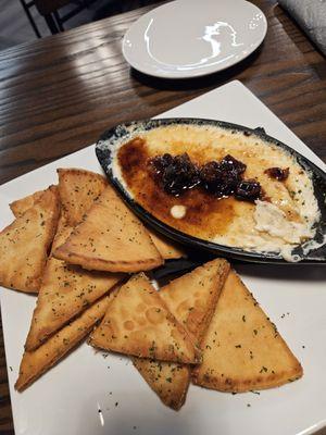 Goat cheese dip with triangle pita