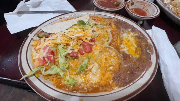 2 enchiladas and 1 taco combo