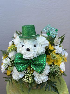 St Patrick's carnation puppy dog at Sherwood Florist