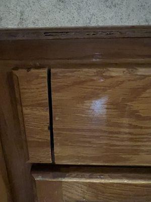 Cut drawer near sink