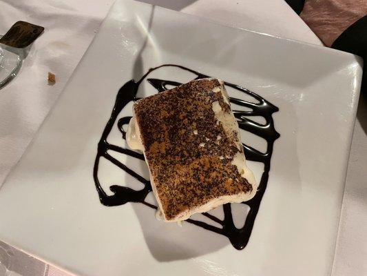 Tiramisu.  Nicely presented. Good flavor.