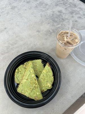 Avocado Toast (2 slices), Iced Latte