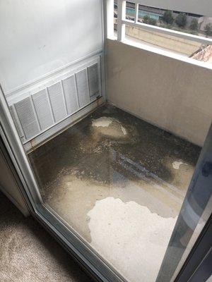 Balcony flooded from HVAC