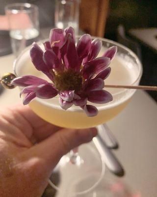 The Invisible Swordsman: cactus-washed mezcal, Genepy, Salers aperitif and pineapple gomme syrup. Lovely and complex.