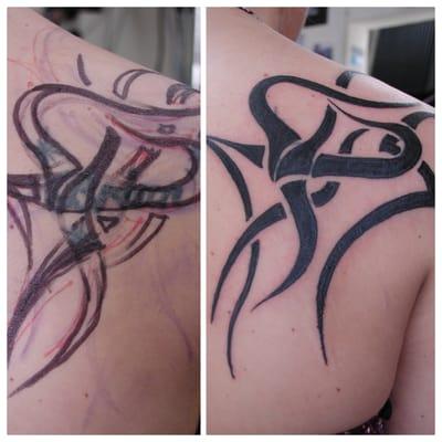 tribal cover up of old tattoo