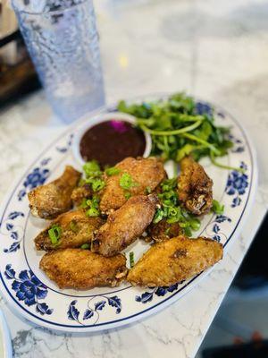 Bang bang chicken wings. Cooked well but sodium overload.